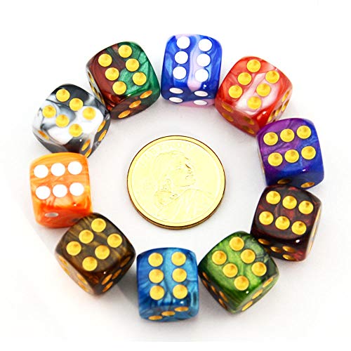 SmartDealsPro 10 Stück zweifarbige 16 mm runde Würfel, D6, sechsseitige Würfel für Tenzi, Farkle, Yahtzee, Bunco oder Mathematikunterricht. von SmartDealsPro