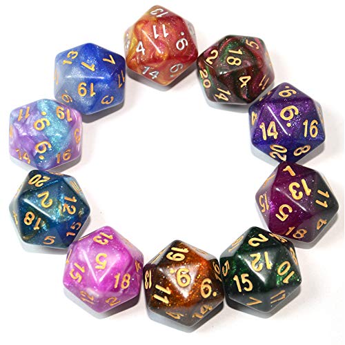 SmartDealsPro Polyedrische D20-Würfel, 20-seitig, für DND, RPG, MTG, Tischspiel, Farbe 3, 10 Stück von SmartDealsPro