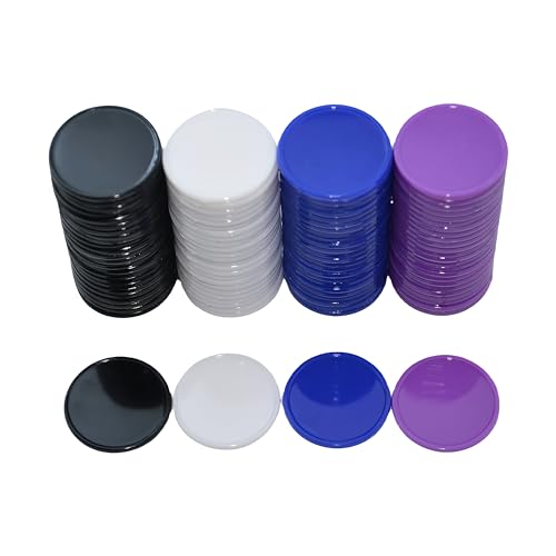 SmartDealsPro 100 Stück 25 mm/2,5 cm blickdichtem Kunststoff lernen Zählen Marken Poker Chips mit Aufbewahrungsbox, 4 colors-Black,White,Blue,Purple von SmartDealsPro