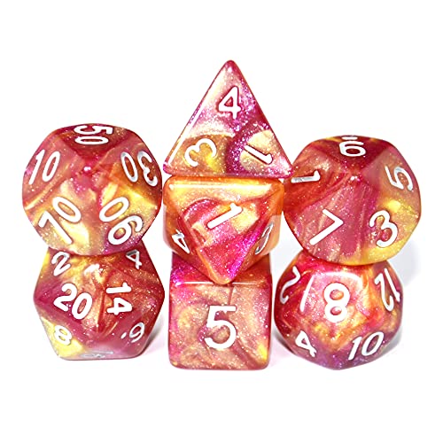 SmartDealsPro Glitzernde Polyedrische Würfel-Sets mit Taschen für DND RPG MTG Dungeon und Dragons Tischbrett Rollenspiele D4 D8 D10 D12 D20 (Rosé-Gold) von SmartDealsPro