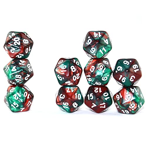 SmartDealsPro Polyedrische D20-Würfel, 20-seitig, für DND, RPG, MTG, Tischspiel, Farbe 4, 10 Stück von SmartDealsPro