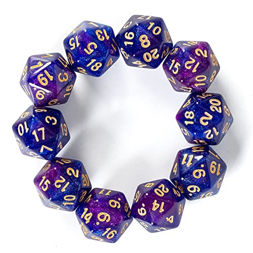 SmartDealsPro Polyedrische D20-Würfel für DND-RPG-MTG-Tischspiele, 20-seitig, 10 Stück (Farbe 7) von SmartDealsPro