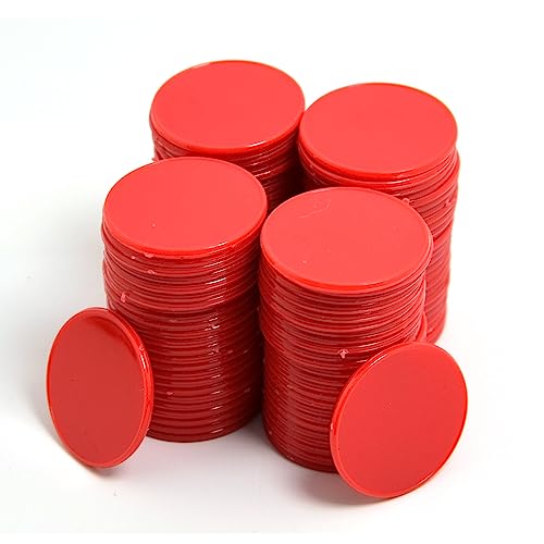 Smartdealspro 100 Stück 32 mm undurchsichtige Kunststoff-Lernzähler Disks Mini-Poker-Chips, Spielsteine mit Aufbewahrungsbox, Rot von SmartDealsPro