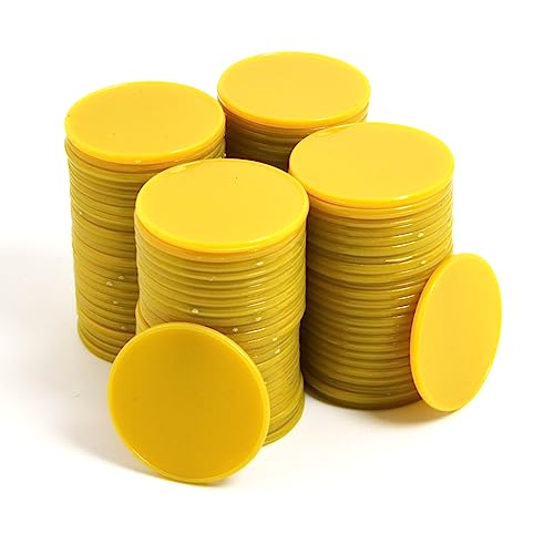 Smartdealspro 100 Stück 32 mm undurchsichtige Kunststoff-Lernzähler Disks Mini-Poker-Chips, Spielsteine mit Aufbewahrungsbox, goldfarben von SmartDealsPro