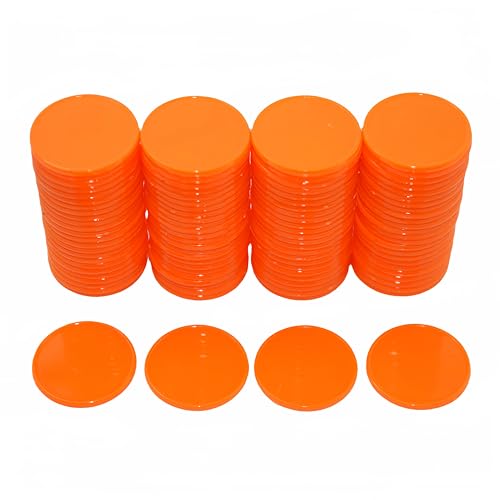 Smartdealspro Set mit 100 25 mm undurchsichtigen Kunststoff-Zählzählern, Poker-Chips mit Aufbewahrungsbox (Orange / Rot) von SmartDealsPro