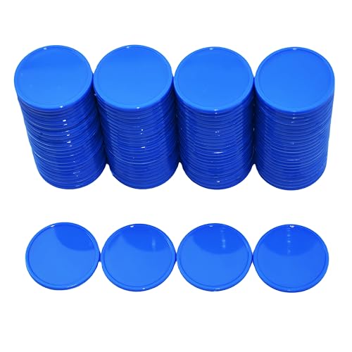 SmartDealsPro Set mit 100 25 mm undurchsichtigen Kunststoff-Lernzählern, Mini-Poker-Chips, Spielsteine mit Aufbewahrungsbox (Purssian Blue) von SmartDealsPro