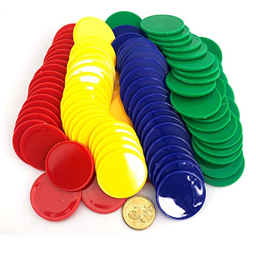 Smartdealspro Set mit 100 undurchsichtigen Kunststoff-Poker-Chips, Lernzähler, Spielsteine mit Aufbewahrungsbox, 40 mm (4 Farben) von SmartDealsPro