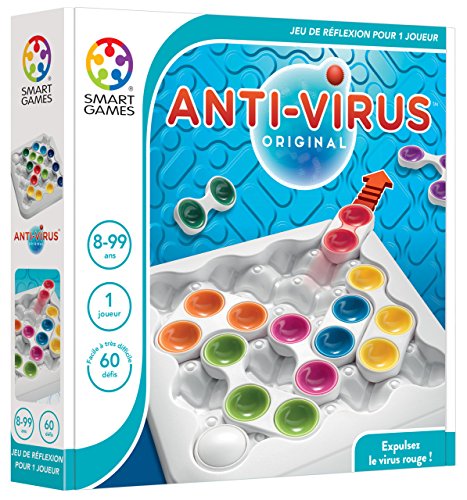 SmartGames SG 520 FR Anti Denk-und Logikspiel – Vertreibt das rote Virus – 60 Herausforderungen in verschiedenen Ebenen – 1 Spieler – ab 8 Jahren von SmartGames