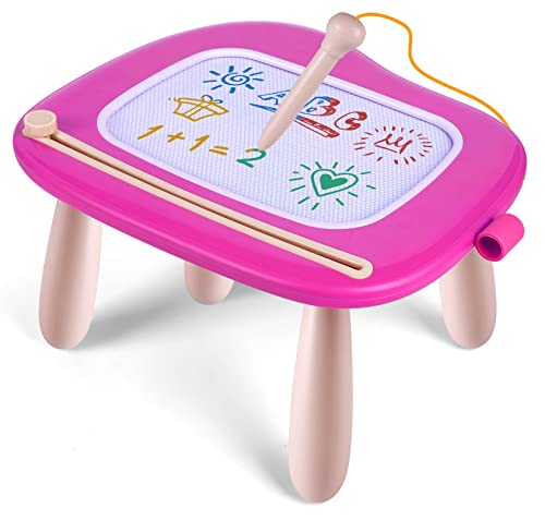 Smasiagon Magnetische Maltafel Zaubertafel für Kinder, Große Bunte Schreibtafel Lernspielzeug mit Stabilen Beinen für 1 2 3 Jahre Alt Jungen Mädchen Geburtstags Weihnachts Geschenk (Rose) von Smasiagon