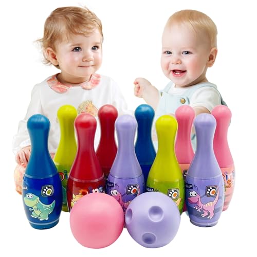 Smavles 12 Stück Bowling Set, Kegelspiel für Kinder Ball Set mit 10 Kegel und 2 Bälle Bowling Set Mini Drin und Draußen Spielzeug Geschenke Spiele ab 3 Jahre Mädchen Junge von Smavles