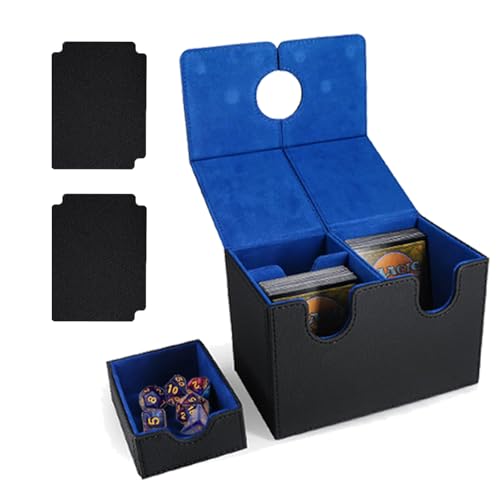 Deck Box für Magic the Gathering Karten, Sammelkarten Aufbewahrungsboxen mit 2 Premium Kartentrenner, 7cs Polyedrisch Würfel für 200+ Karten, PU Leder Card Deck Box für MTG TCG YuGiOh Commander (B) von Smgbway