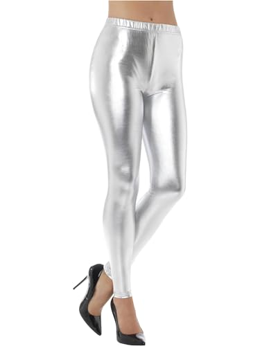 Smiffys 80er-Jahre Metallic Disko-Leggings, Silber von Smiffys