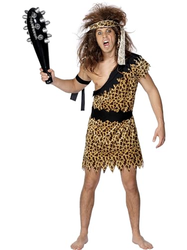 Caveman Costume, Brown, with Tunic, Headband & Armband, (XL) von Smiffys