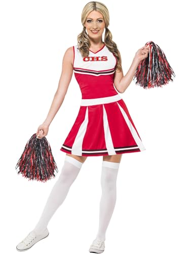 Smiffys Cheerleader Kostüm, Rot, mit Kleid & Puschel von Smiffys