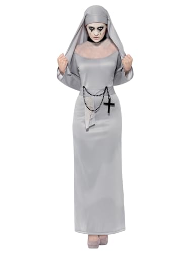 Smiffys Kostüm Gothic-Nonne, Grau, mit Kleid und Kopfteil von Smiffys