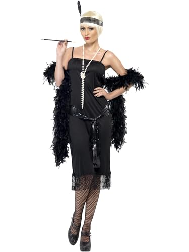Smiffys Flapper Kostüm, Schwarz, mit Kleid, Gürtelschärpe und Stirnband von Smiffys