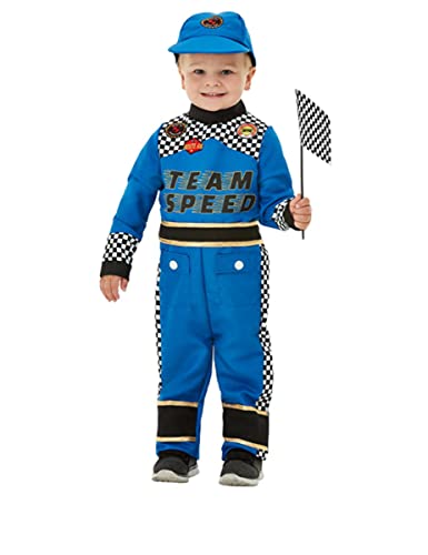 Generique - Baby-Rennfahrer Karneval-Kostüm blau-schwarz-Weiss - 98/104 (3-4 Jahre) von Smiffys