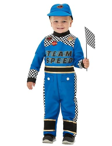 Generique - Baby-Rennfahrer Karneval-Kostüm blau-schwarz-Weiss - 98/104 (3-4 Jahre) von Smiffys