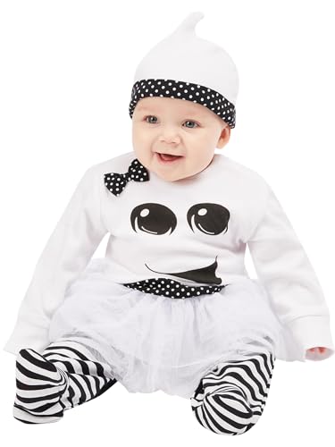 Smiffys Geistermädchen Baby, Schwarz & Weiß, Einteiler mit Tutu & Hut von Smiffys