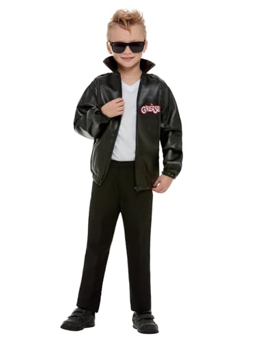 Grease Kids T-Birds Jacket, Black, with Logo, (M) von Smiffys