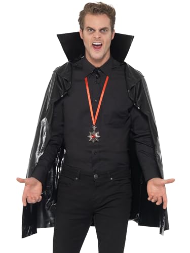 Halloween! Smiffys Vampirumhang aus PVC, Schwarz, mit stehendem Kragen, 114 cm/45 Zoll lang von Smiffys