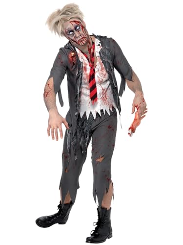 Halloween! Smiffys Zombiekostüm High School Horror Schuljunge, Grau, mit Jacke, integriertem Hemd, Krawatte und Hose von Smiffys