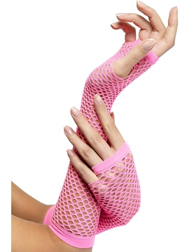 Handschuh Netzhandschuh neonpink 80er Jahre Punk von Smiffys