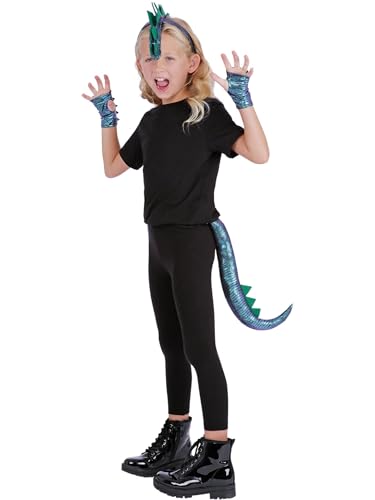 Smiffys Lila Metallic Dragon Kit für Kinder, mit Stirnband, Manschetten und Schwanz von Smiffys