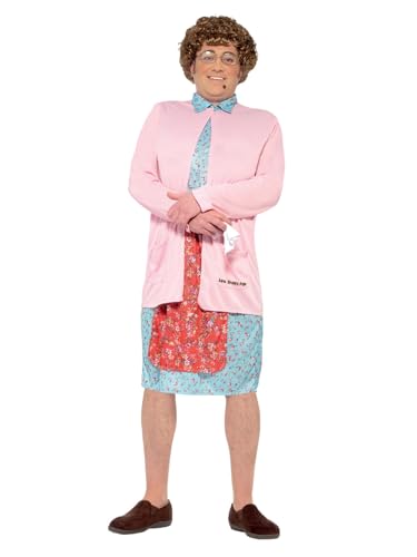 Smiffys Ausgepolstertes Kostüm Mrs Brown, Rosa, Kleid, Strickjacke, Perücke, Brille, Taschentuch Leberfleck von Smiffys