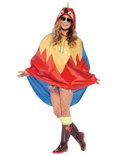 Smiffys Papageien Party Poncho, mit Zugbeutel von Smiffys