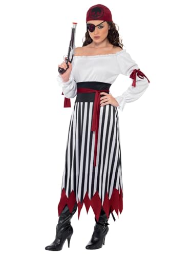 Piraten-Lady Kostüm Kleid mit Armbinden Gürtel und Kopftuch, Large von Smiffys