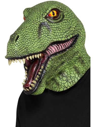 Smiffys Dinosaurier-Latexmaske, Grün, Überkopf von Smiffys