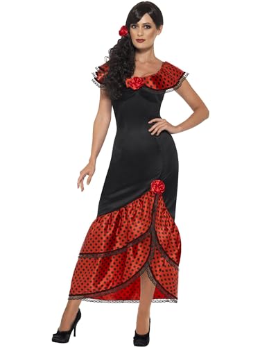 Smiffys Flamenco Senorita Kostüm, Schwarz, mit Kleid & Kopfbedeckung von Smiffys