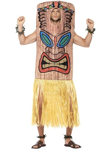 Smiffys Tiki Totem Kostüm, Braun, mit Überzug, befestigtem Rock, Arm- & Beinstulpen von Smiffys