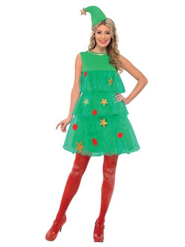 Smiffys Kostüm Weihnachtsbaum, Grün, mit Kleid und Hut von Smiffys