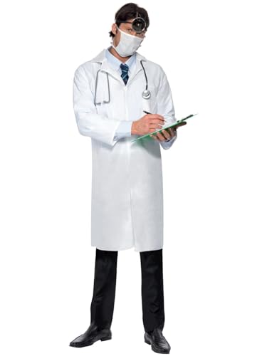 Doctor's Costume, White, with Long Coat & Mask, (L) von Smiffys