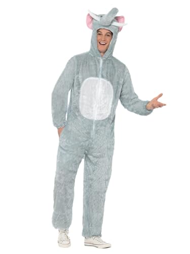 Smiffys Elefant Kostüm, Grau, enthält Jumpsuit mit Kapuze von Smiffys