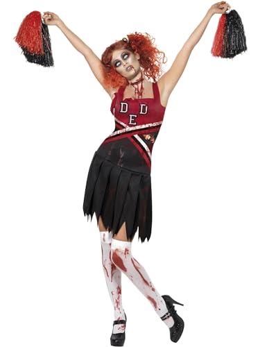Halloween! Smiffys Kostüm High School Horror Cheerleader, mit Kleid und Pompons von Smiffys