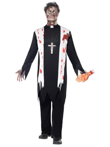 Halloween! Smiffys Zombiekostüm Priester, mit blutigem Oberteil, Latexwunde, Kragen und Hose von Smiffys