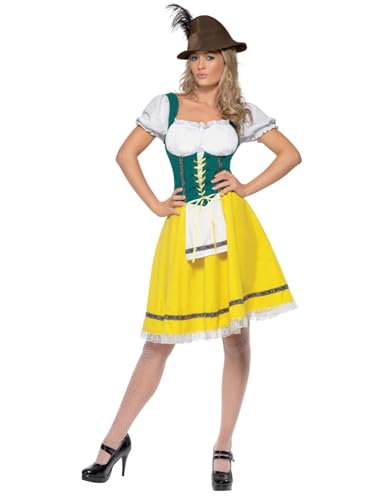 Smiffys, Damen Oktoberfest Kostüm, Kleid mit angesetzter Schürze, Größe: M, 41160 von Smiffys