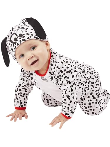 Dalmatian Baby, Black & White, All In One & Hat, BABY 6-9 months von Smiffys