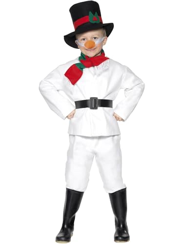 Snowman Costume, White, with Top, Trousers, Hat, Scarf, Belt & Carrot Nose (S) von Smiffys