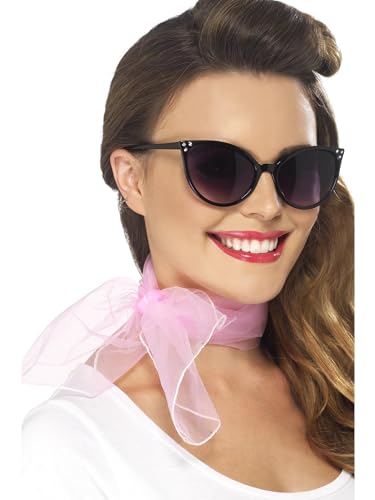 Smiffys 50er Halstuch, Rosa, Chiffon-Stil von Smiffys