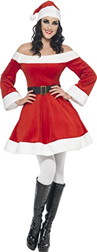 Smiffys, Damen Weihnachtsfrau Kostüm, Kleid, Gürtel und Mütze, Größe: M, 33866 Smiffys, Damen Weihnachtsfrau Kostüm, Kleid, Gürtel und Mütze, Größe: M, 33866 von Smiffys