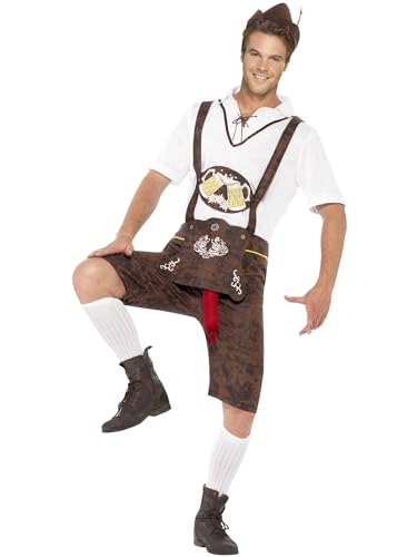 Smiffys Bratwurst Kostüm, mit Lederhosen, Hemd und Hut von Smiffys