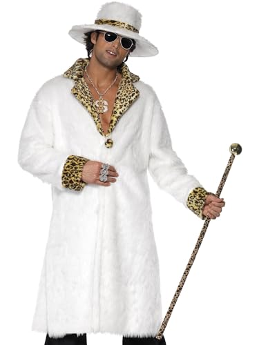 Pimp Costume, White and Leopard Print (M) von Smiffys