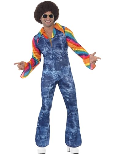 Smiffys Toller Tänzer Kostüm, mit Denim-Effekt-Jumpsuit und Mock Hemd von Smiffys