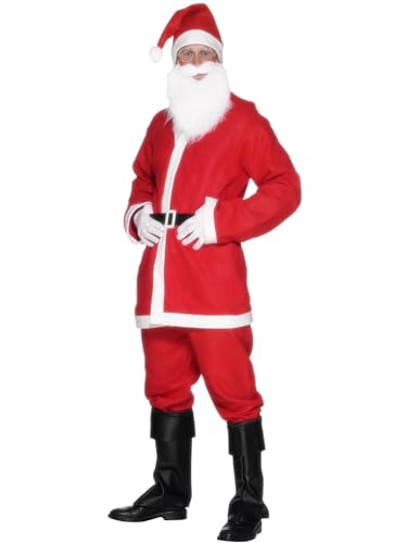 Smiffys Kostüm Weihnachtsmannanzug, Rot, mit Jacke, Hose, Bart, Mütze und Gürtel von Smiffys