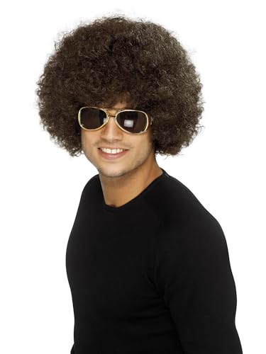 Smiffys 70er Flippige Afro Perücke, Braun, 120g von Smiffys