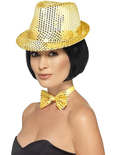 Smiffys Pailletten Trilby Hut, Gold von Smiffys